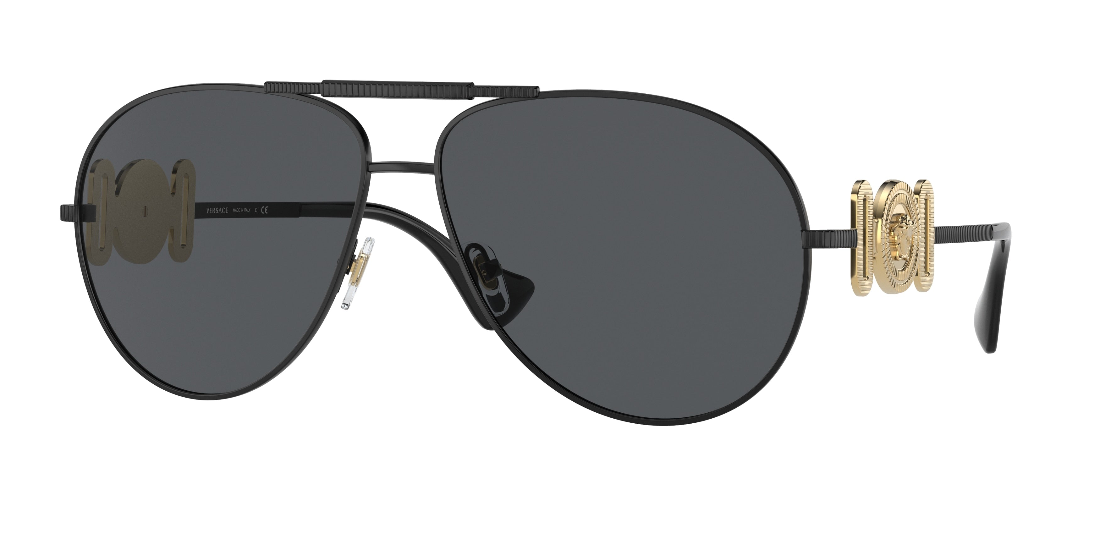 Versace VE2249 Pilot Sunglasses  126187-Matte Black 65-145-14 - Color Map Black