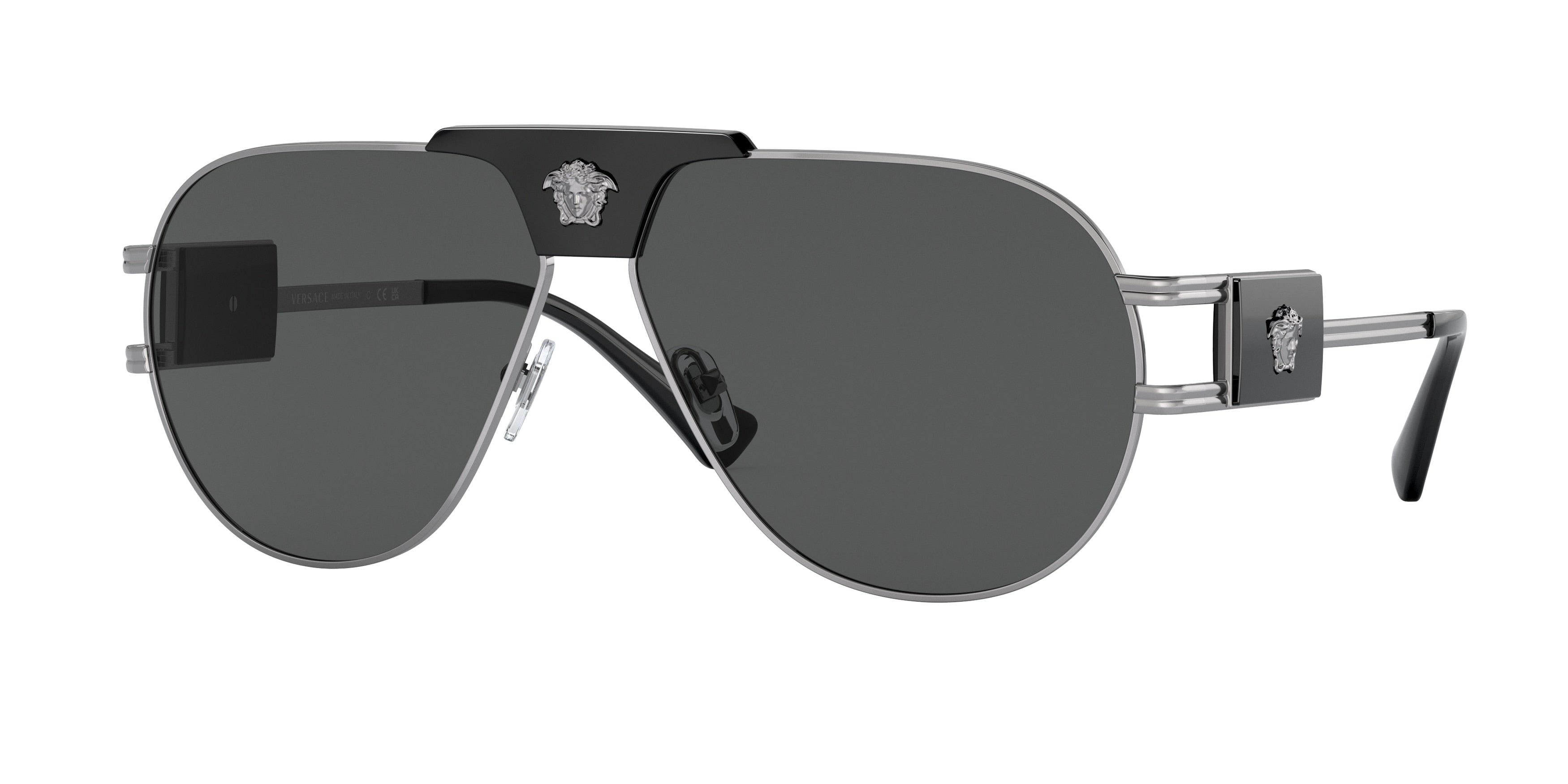 Versace VE2252 Pilot Sunglasses  100187-Gunmetal 63-145-12 - Color Map Grey