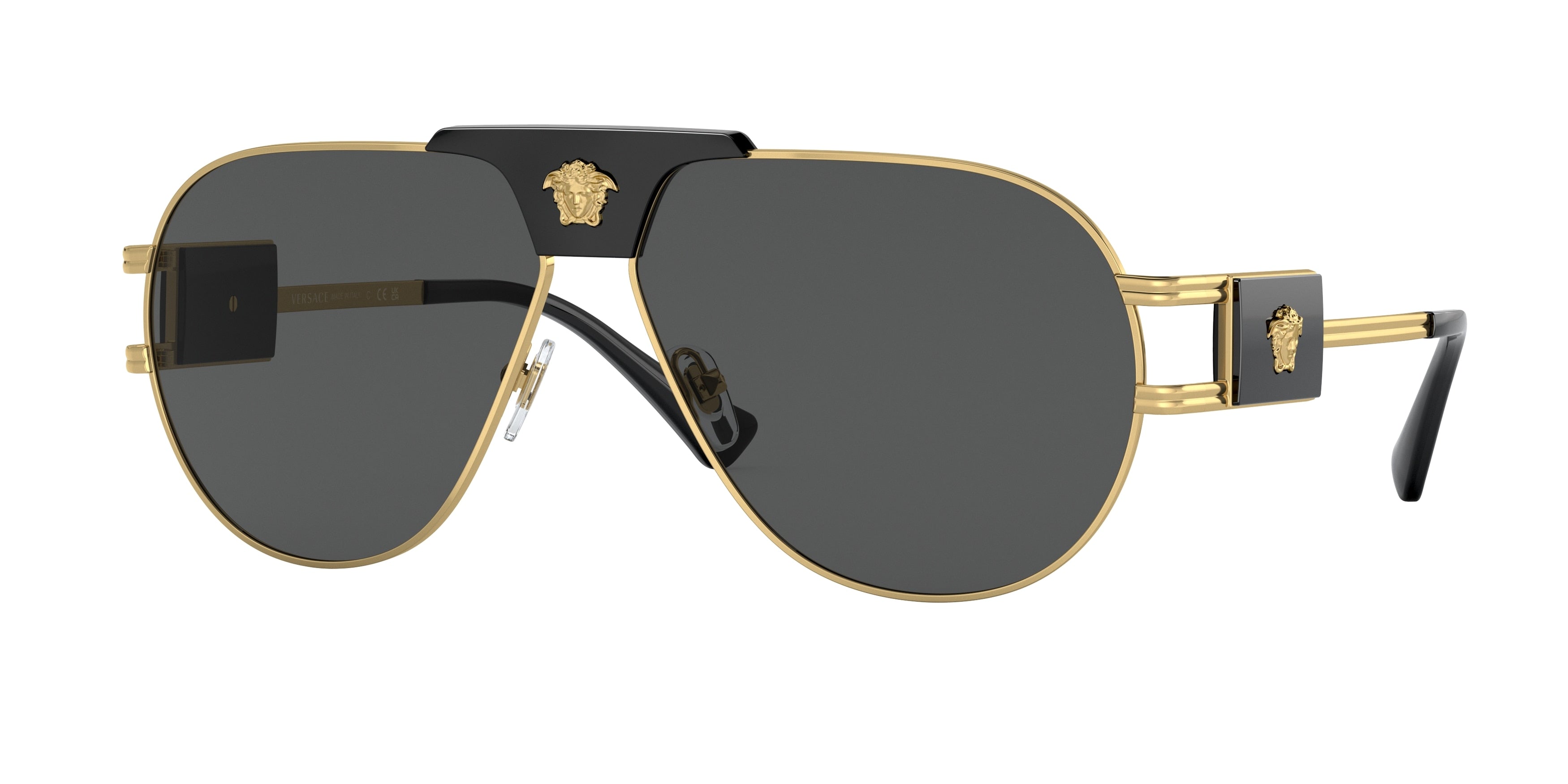Versace VE2252 Pilot Sunglasses  100287-Gold 63-145-12 - Color Map Gold