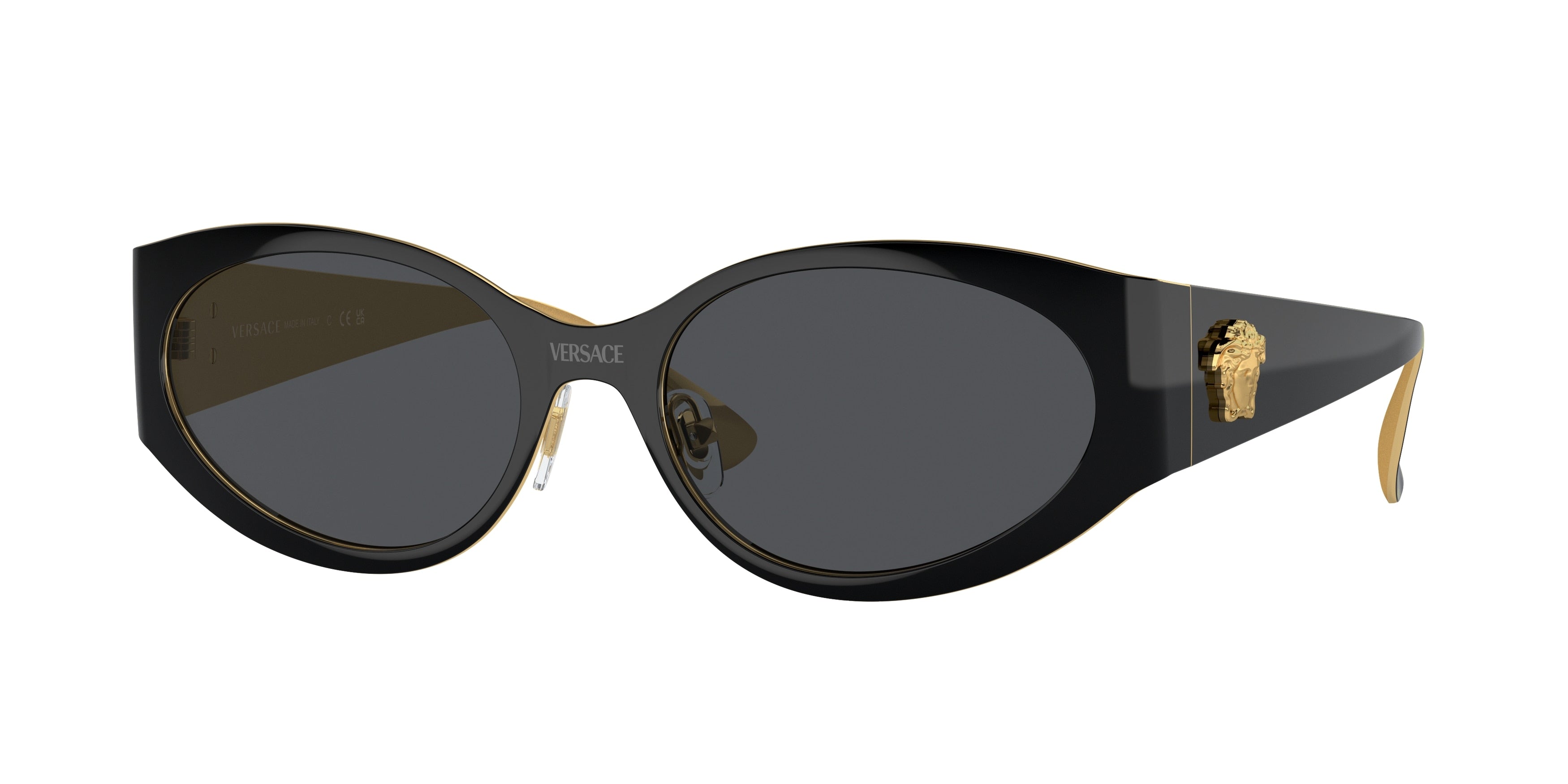 Versace VE2263 Oval Sunglasses  143387-Black 56-140-18 - Color Map Black