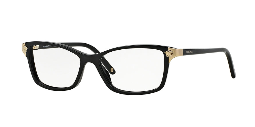 Versace VE3156 Square Eyeglasses  GB1-BLACK 53-15-135 - Color Map black