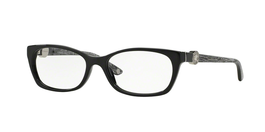 Versace VE3164 Cat Eye Eyeglasses  GB1-SHINY BLACK 53-16-135 - Color Map black