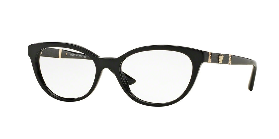 Versace VE3219Q Oval Eyeglasses  GB1-BLACK 52-17-140 - Color Map black
