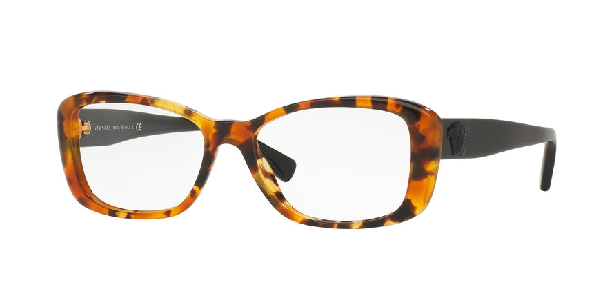 Versace VE3228 Rectangle Eyeglasses  260-LIGHT HAVANA 52-16-140 - Color Map brown