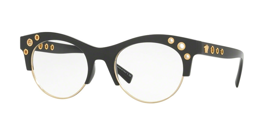 Versace VE3232 Oval Eyeglasses  GB1-BLACK 52-20-140 - Color Map black