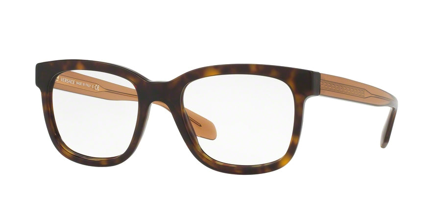 Versace VE3239 Square Eyeglasses  108-HAVANA 54-20-145 - Color Map brown