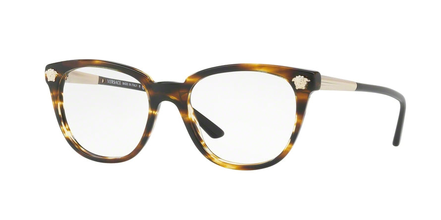Versace VE3242 Irregular Eyeglasses  5202-STRIPED HAVANA 54-18-140 - Color Map brown