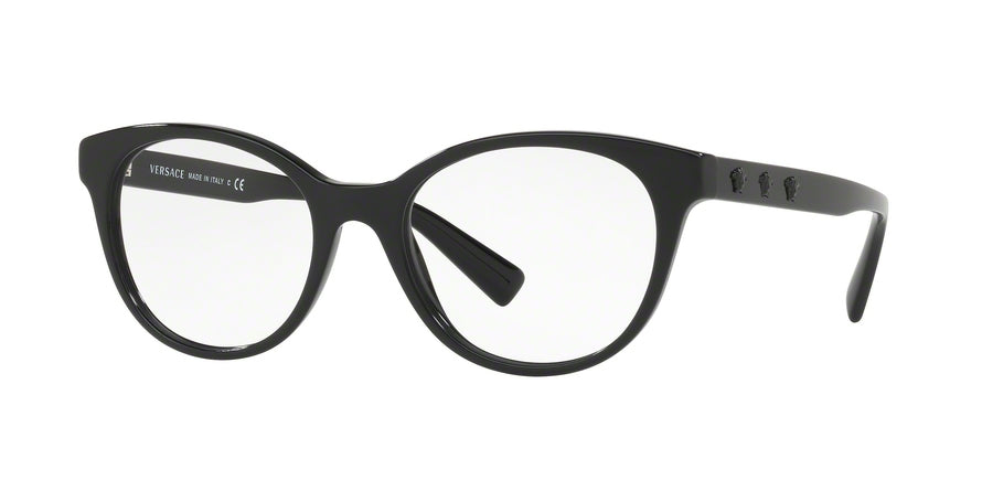 Versace VE3250 Oval Eyeglasses  GB1-BLACK 54-19-140 - Color Map black