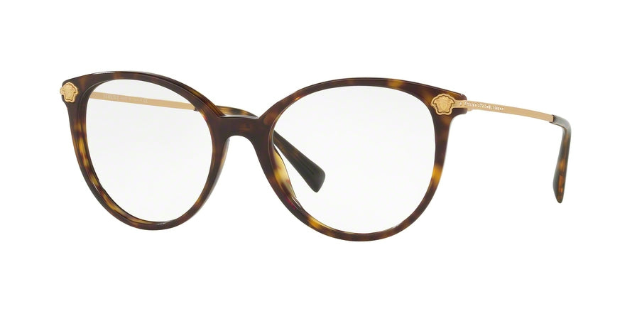 Versace VE3251BA Round Eyeglasses  108-DARK HAVANA 54-18-140 - Color Map brown