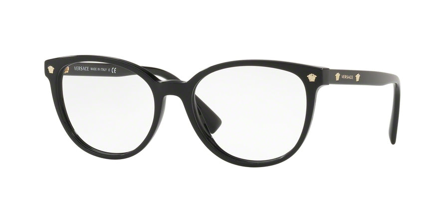 Versace VE3256A Round Eyeglasses  GB1-BLACK 54-17-140 - Color Map black