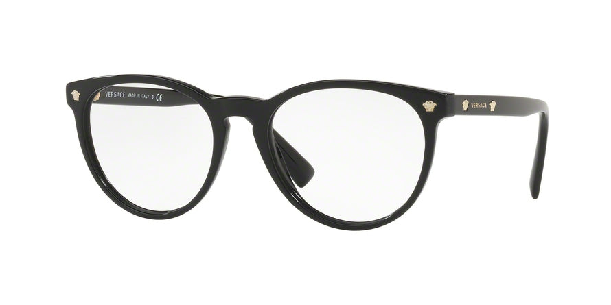 Versace VE3257A Round Eyeglasses  GB1-BLACK 53-18-140 - Color Map black