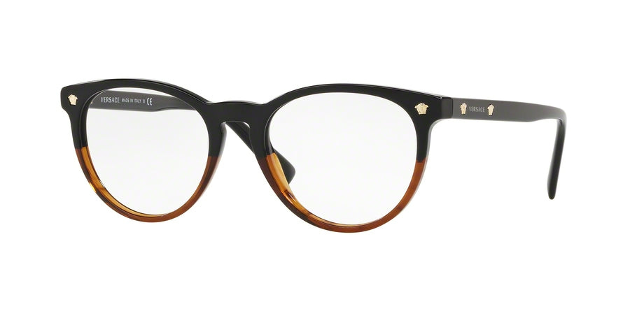 Versace VE3257 Round Eyeglasses  5117-BLACK/HAVANA 53-18-140 - Color Map brown