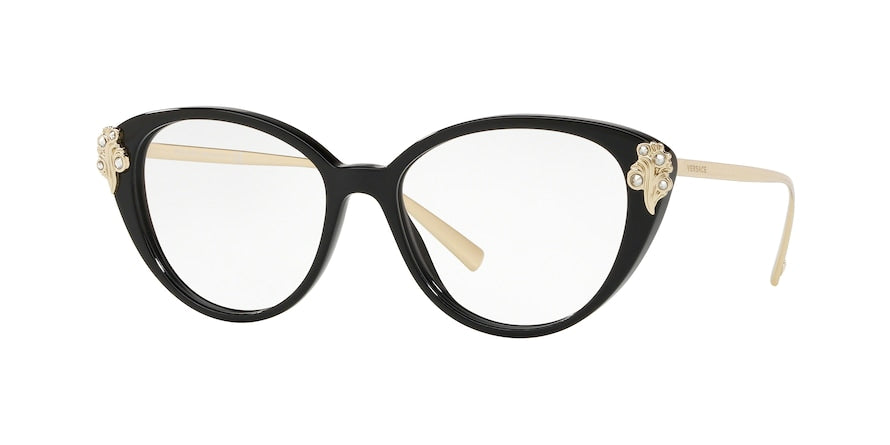 Versace VE3262B Cat Eye Eyeglasses  GB1-BLACK 52-16-140 - Color Map black