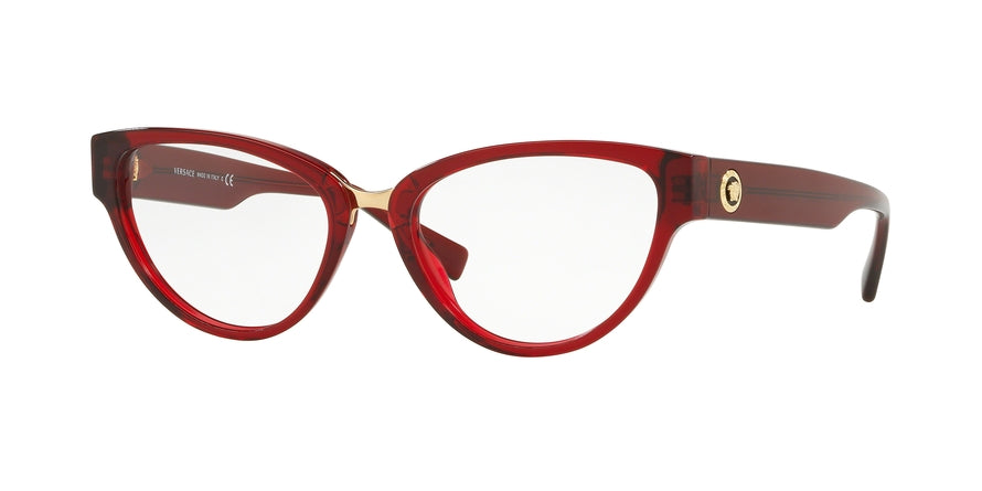 Versace VE3267 Cat Eye Eyeglasses  388-TRANSPARENT RED 53-17-140 - Color Map red