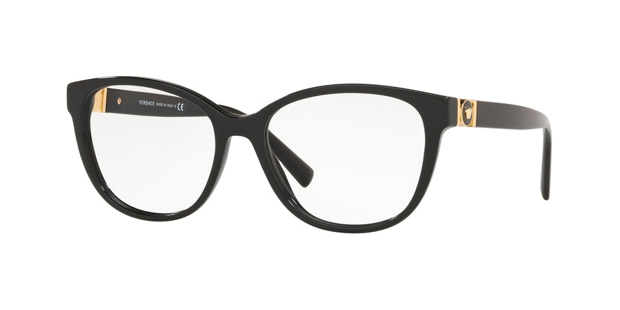 Versace VE3273 Round Eyeglasses  GB1-BLACK 54-16-140 - Color Map black