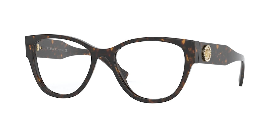 Versace VE3281BA Cat Eye Eyeglasses  108-DARK HAVANA 53-17-140 - Color Map havana
