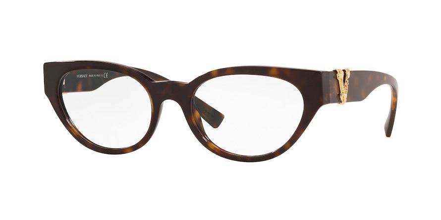 Versace VE3282 Oval Eyeglasses  108-DARK HAVANA 53-19-140 - Color Map havana