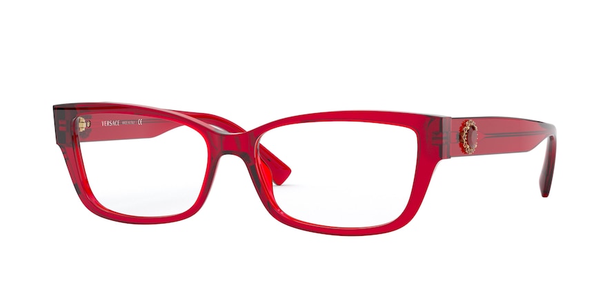 Versace VE3284BA Rectangle Eyeglasses  5280-TRANSPARENT RED 54-15-140 - Color Map red