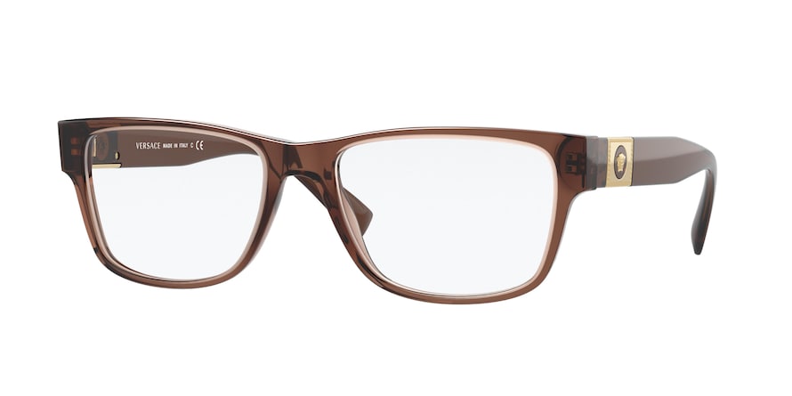 Versace VE3295 Rectangle Eyeglasses  5028-TRANSPARENT BROWN 56-18-140 - Color Map brown