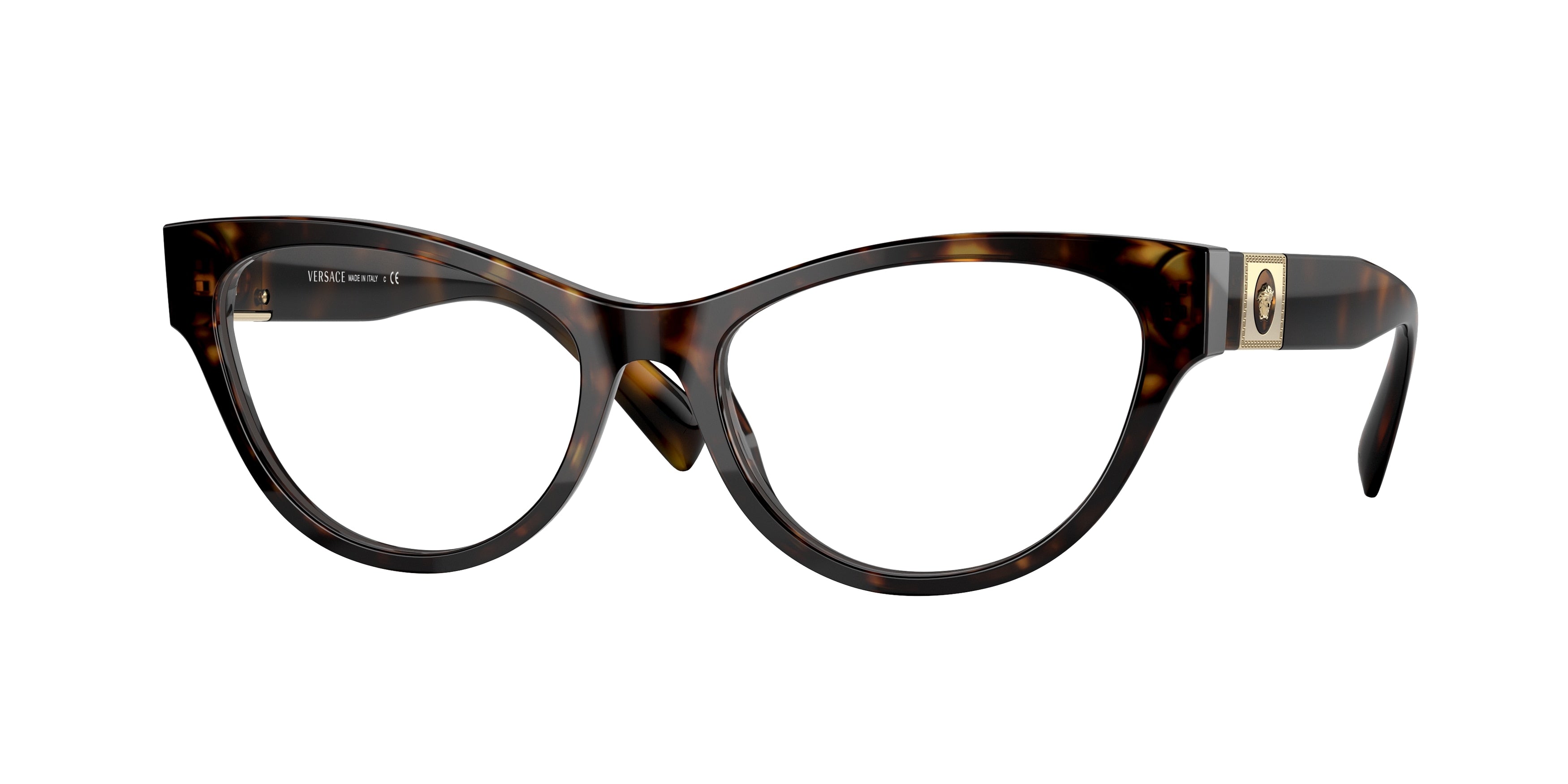 Versace VE3296 Cat Eye Eyeglasses  108-Havana 52-140-17 - Color Map Tortoise