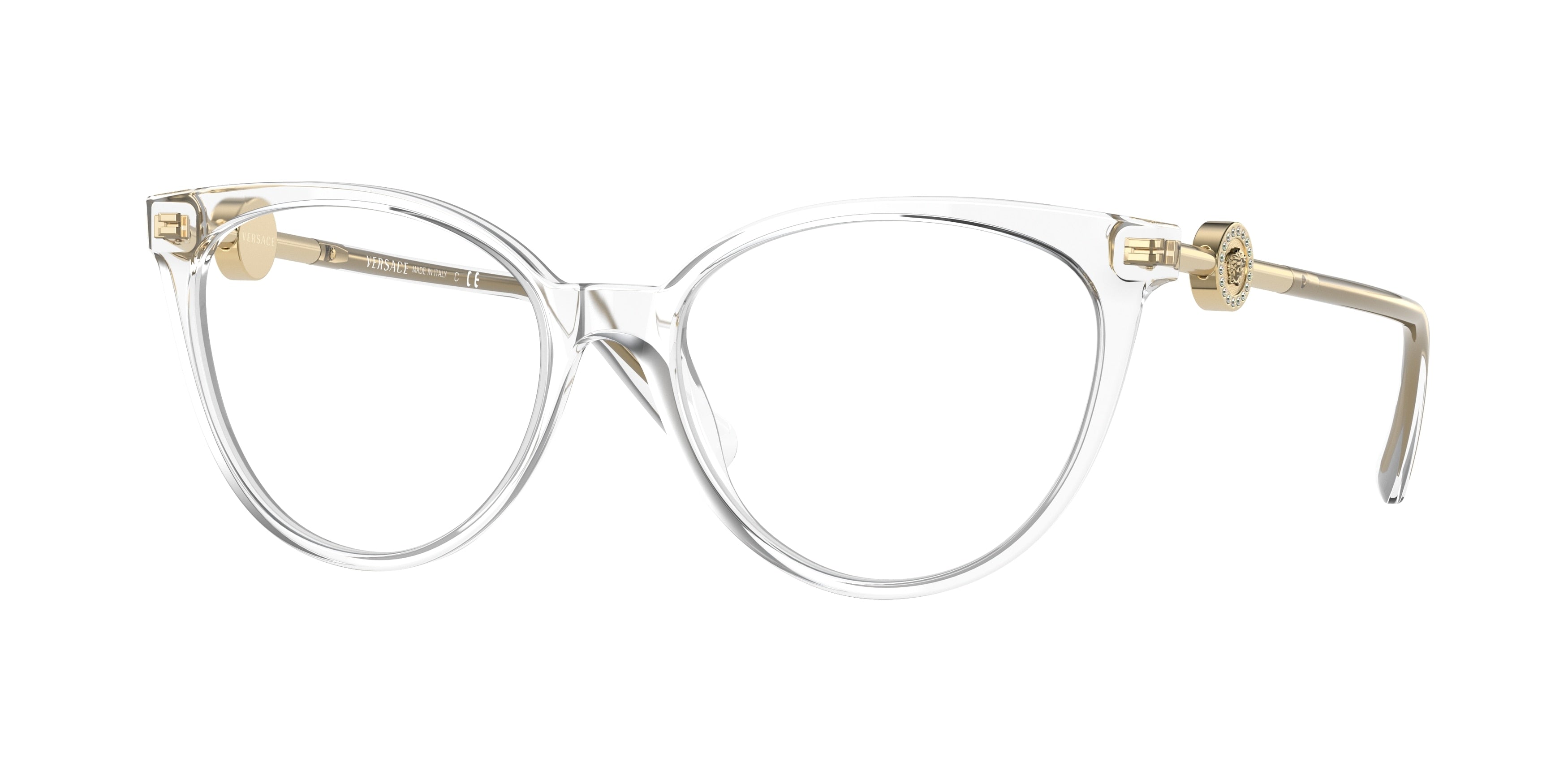 Versace VE3298B Phantos Eyeglasses  148-Crystal 55-140-17 - Color Map White