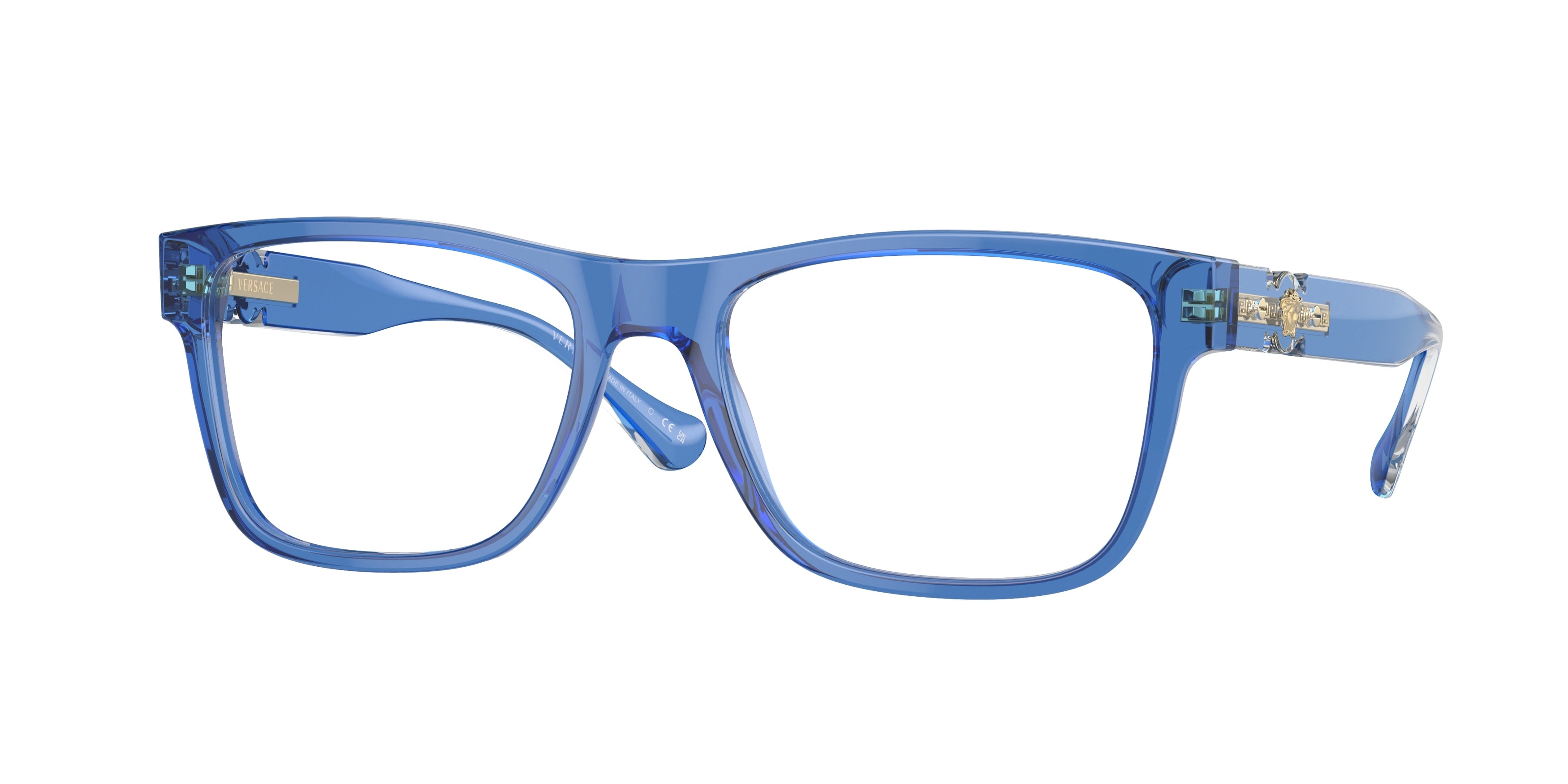 Versace VE3303 Rectangle Eyeglasses  5415-Transparent Blue 55-140-18 - Color Map Blue