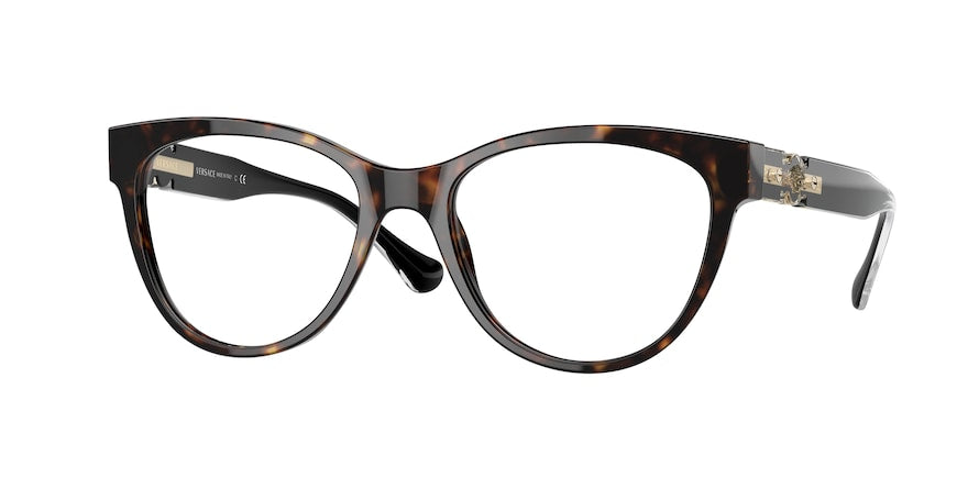 Versace VE3304F Cat Eye Eyeglasses  108-HAVANA 53-18-140 - Color Map havana