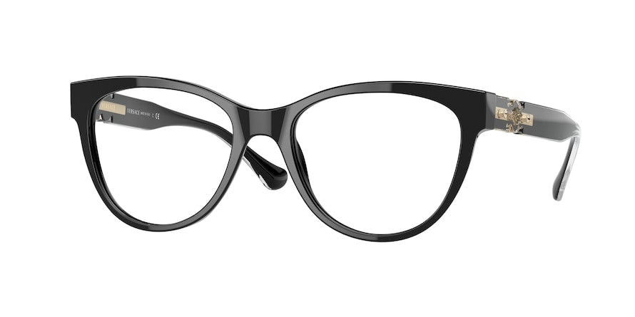Versace VE3304F Cat Eye Eyeglasses  GB1-BLACK 53-18-140 - Color Map black