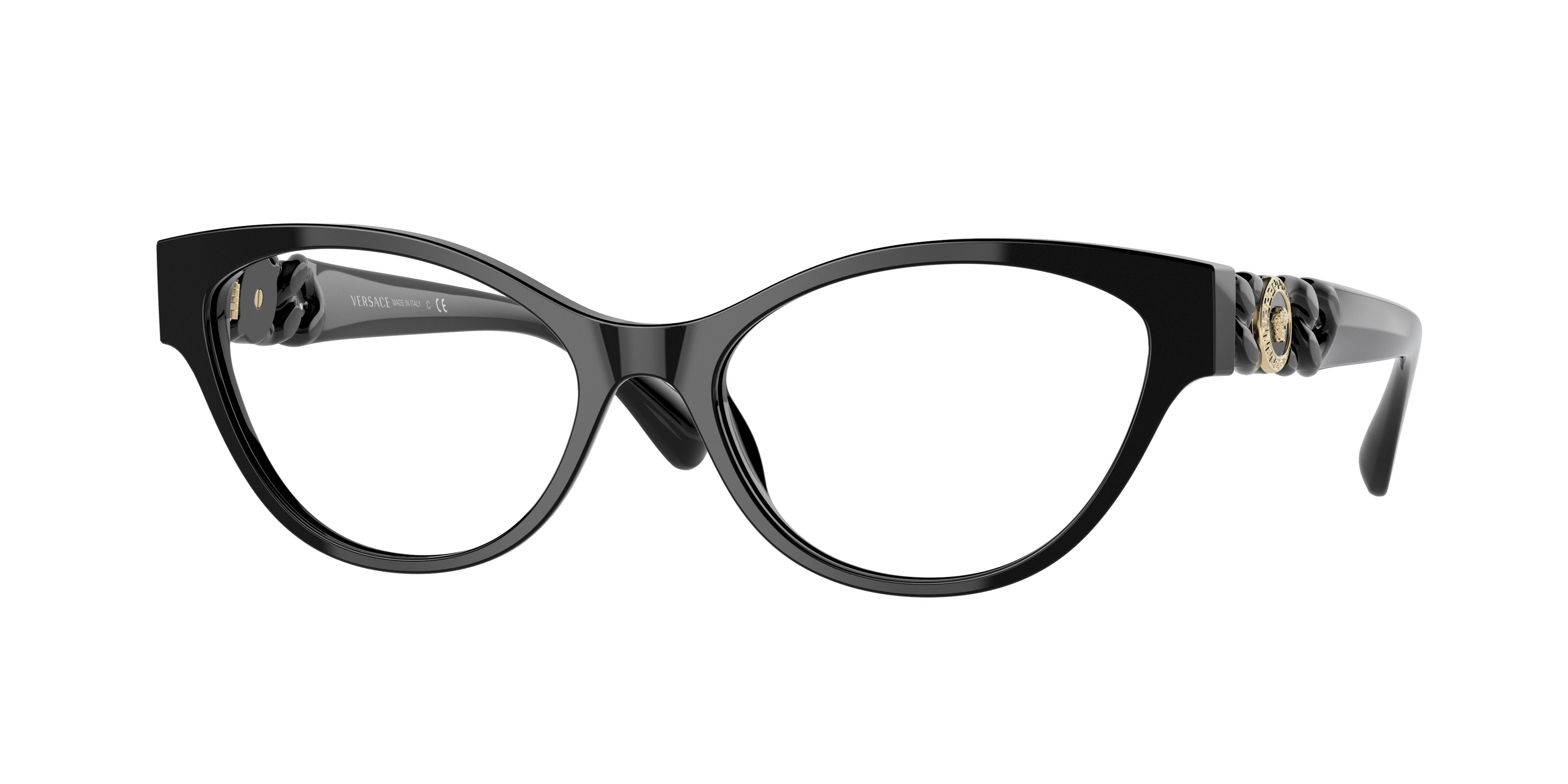 Versace VE3305 Cat Eye Eyeglasses  GB1-Black 55-140-17 - Color Map Black