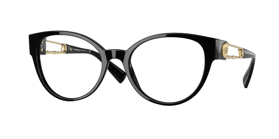 Versace VE3307F Cat Eye Eyeglasses  GB1-BLACK 54-19-140 - Color Map black