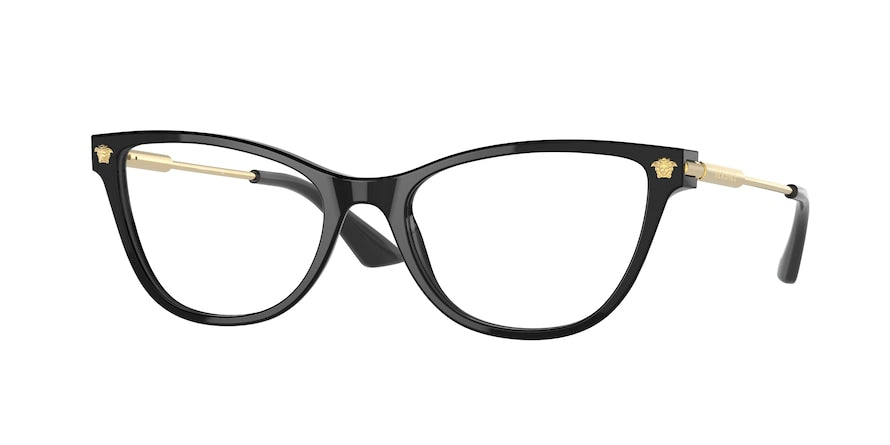 Versace VE3309F Cat Eye Eyeglasses  GB1-BLACK 54-18-140 - Color Map black