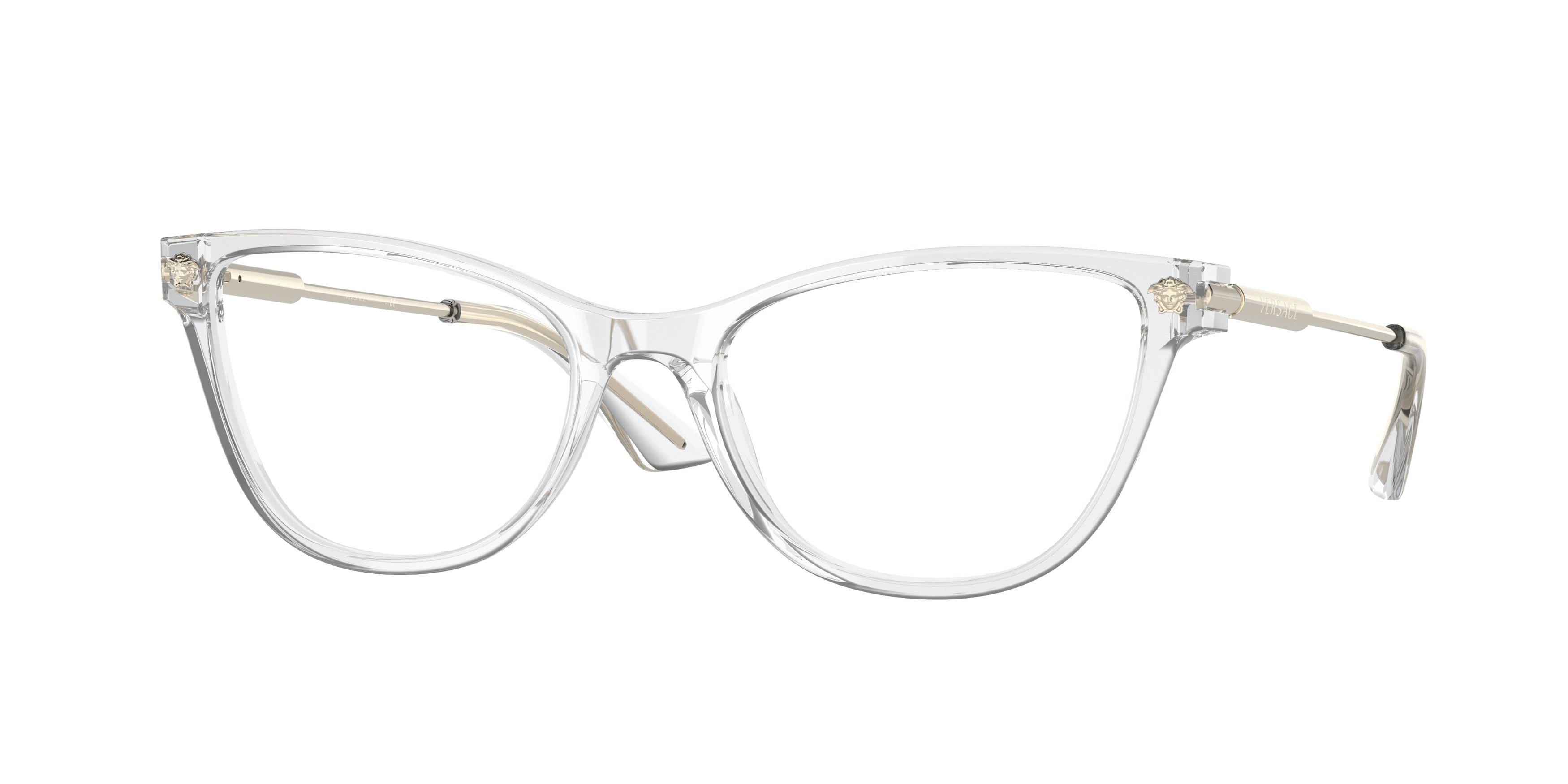 Versace VE3309 Rectangle Eyeglasses  148-Crystal 54-140-18 - Color Map White
