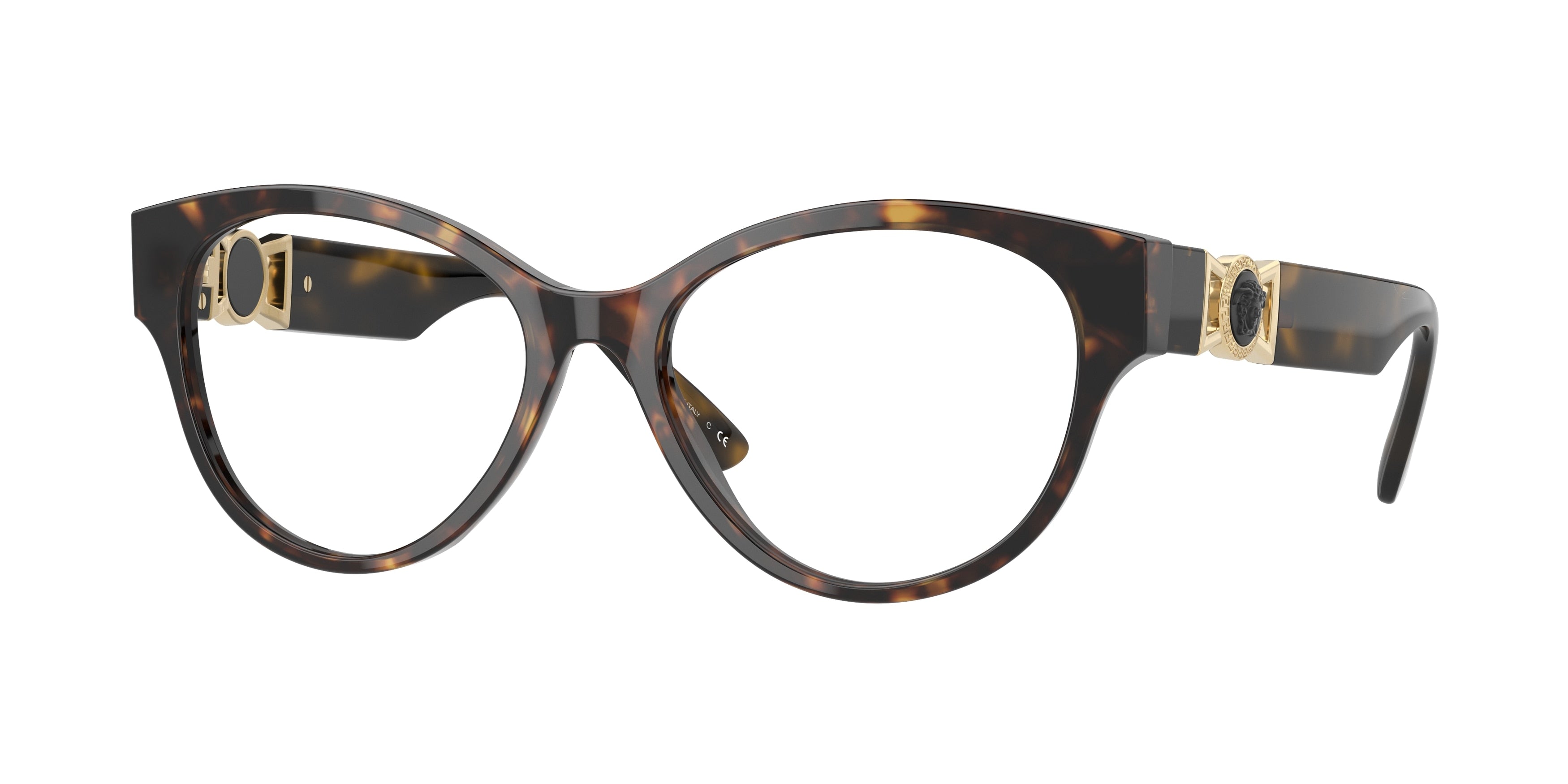 Versace VE3313F Round Eyeglasses  108-Havana 54-145-17 - Color Map Tortoise