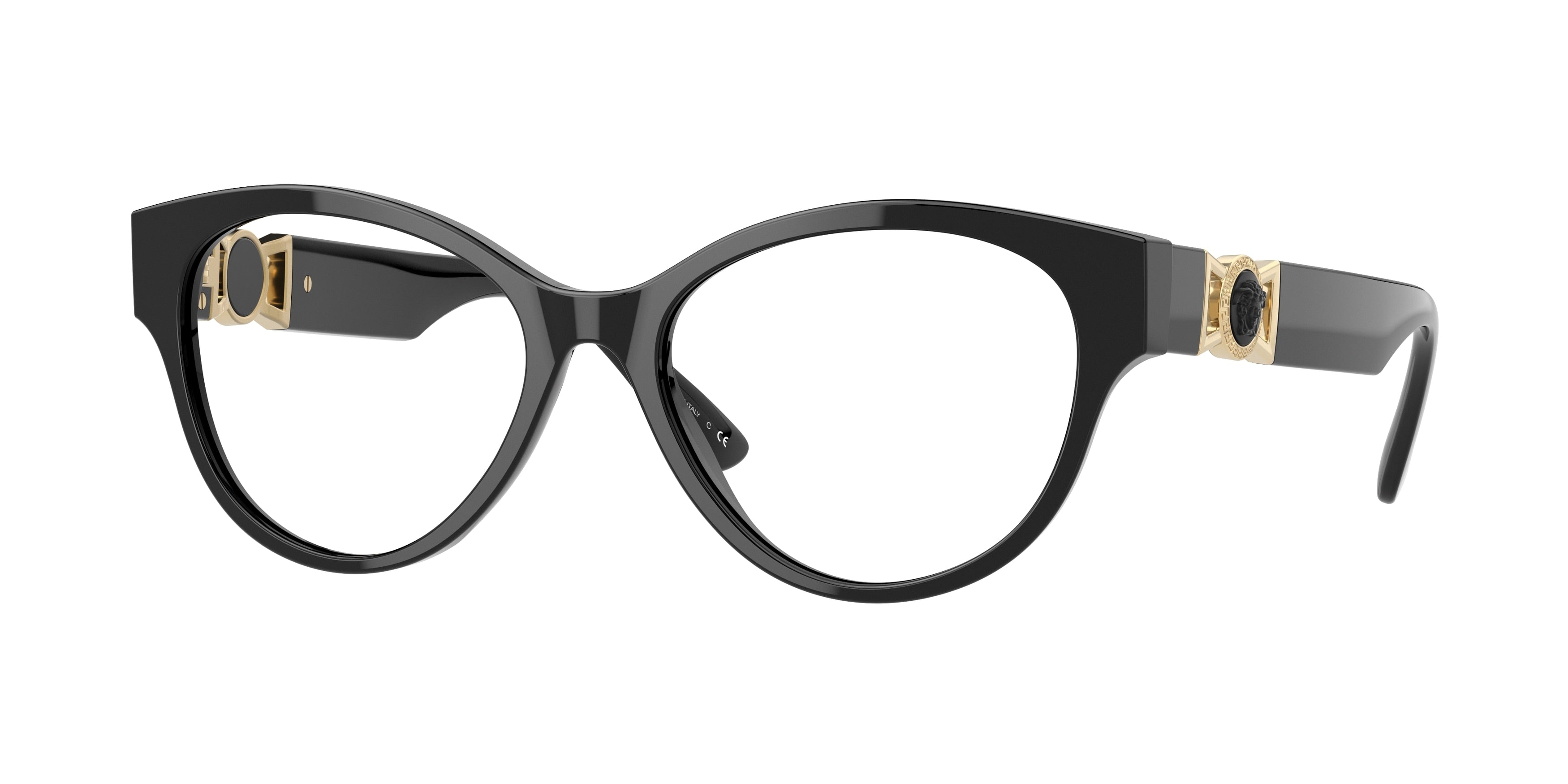 Versace VE3313F Round Eyeglasses  GB1-Black 54-145-17 - Color Map Black