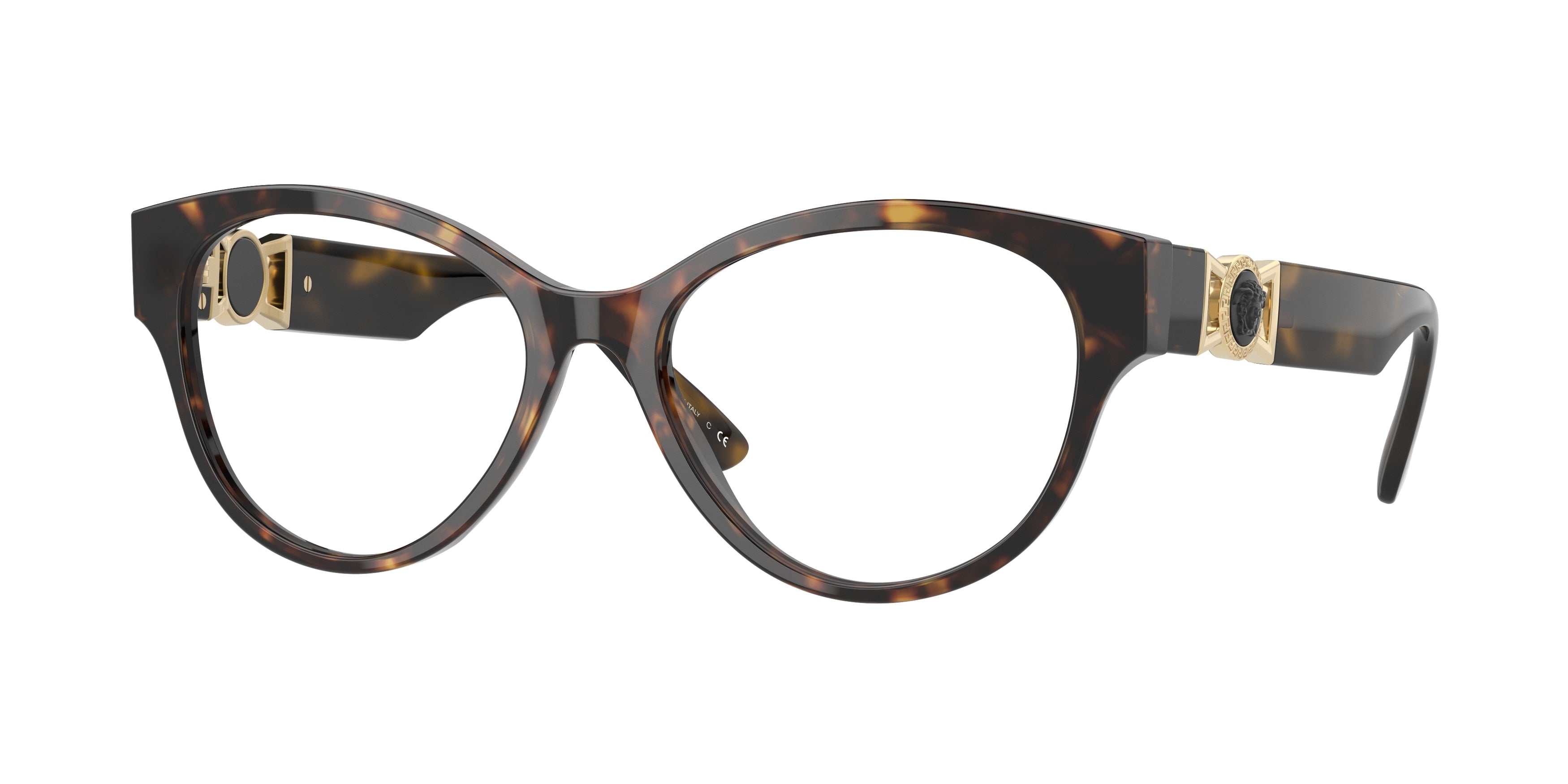 Versace VE3313 Round Eyeglasses  108-Havana 54-145-17 - Color Map Tortoise