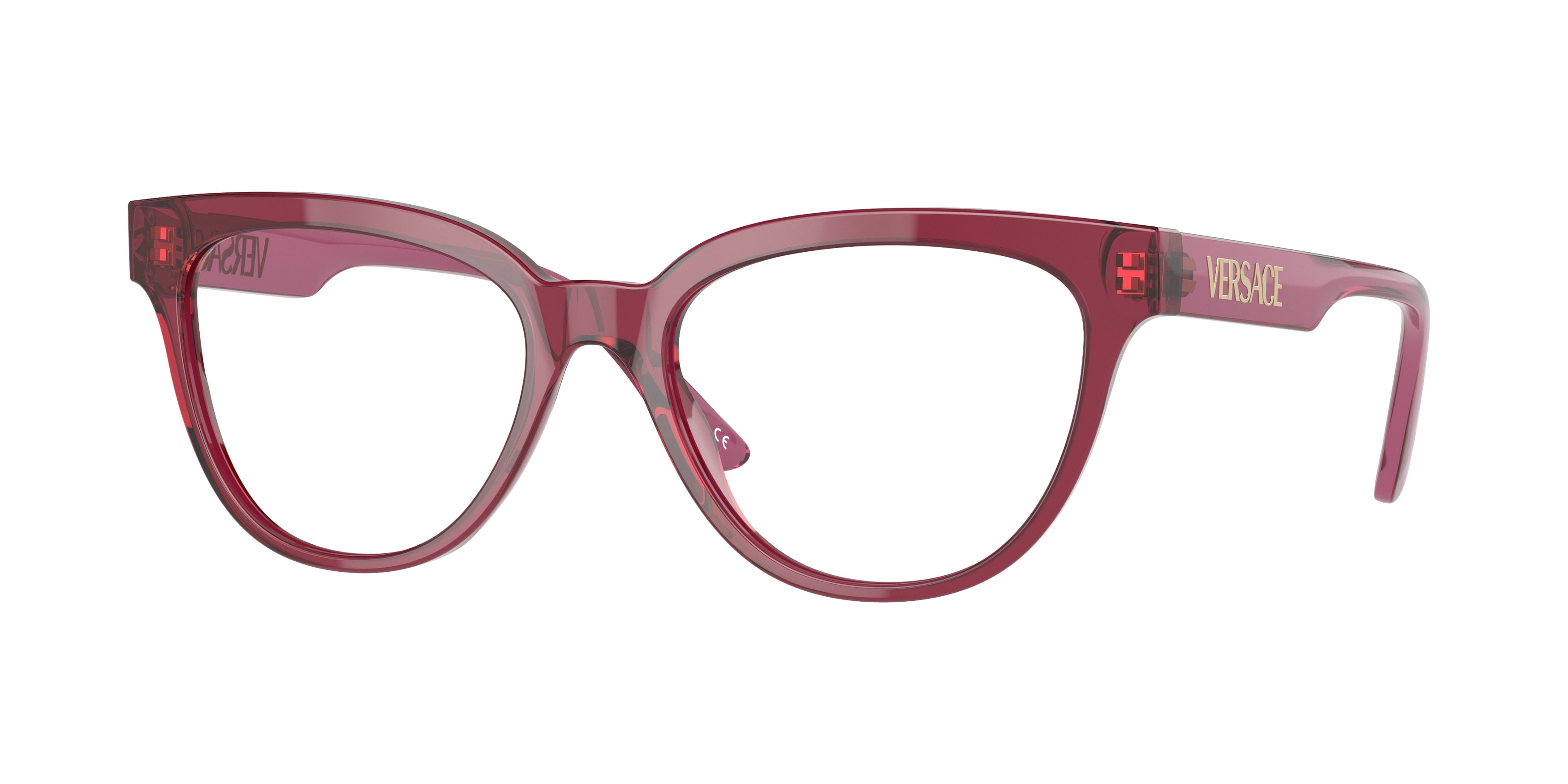 Versace VE3315 Cat Eye Eyeglasses  5357-Transparent Red 54-145-18 - Color Map Red