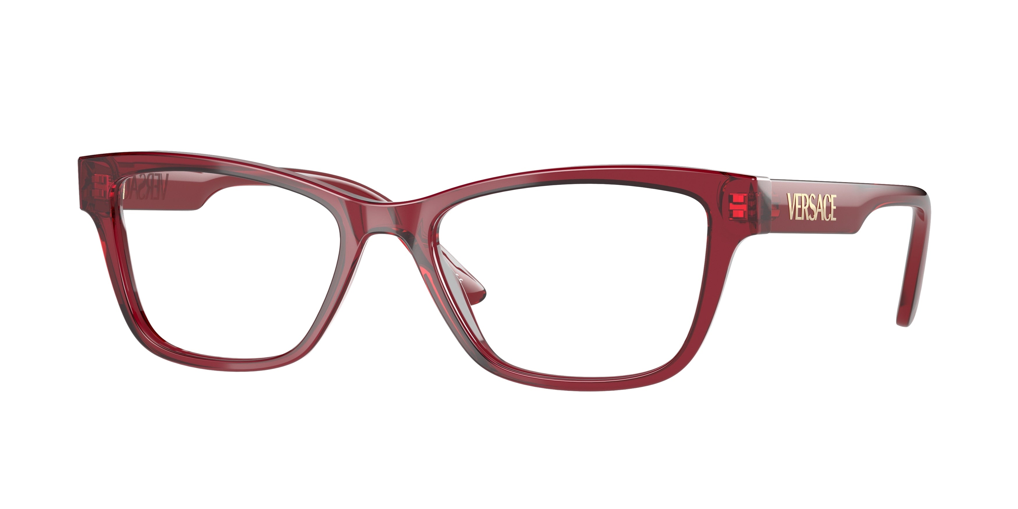 Versace VE3316 Pillow Eyeglasses  388-Transparent Red 55-145-18 - Color Map Red