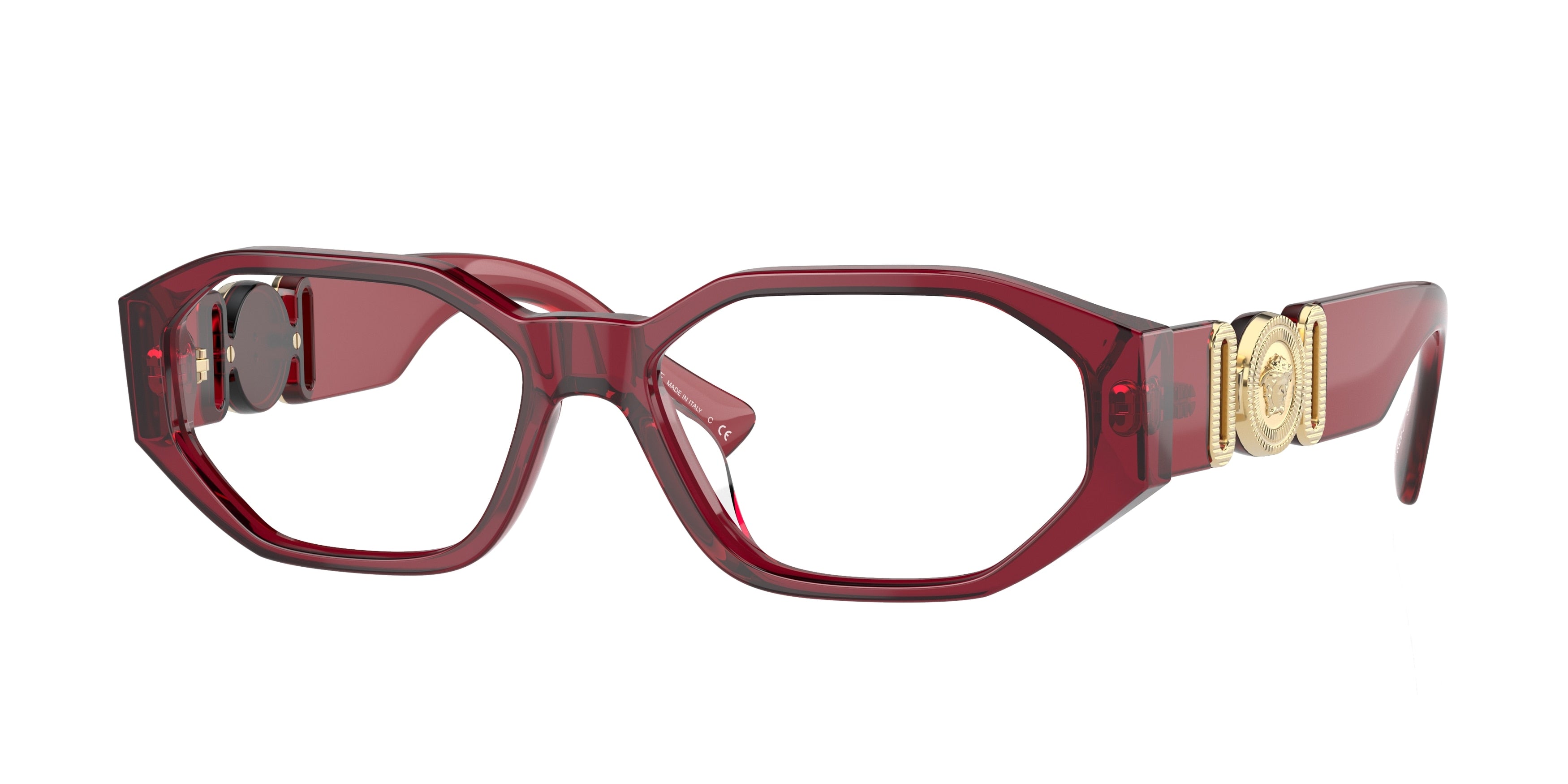 Versace VE3320U Irregular Eyeglasses  388-Transparent Red 56-145-16 - Color Map Red