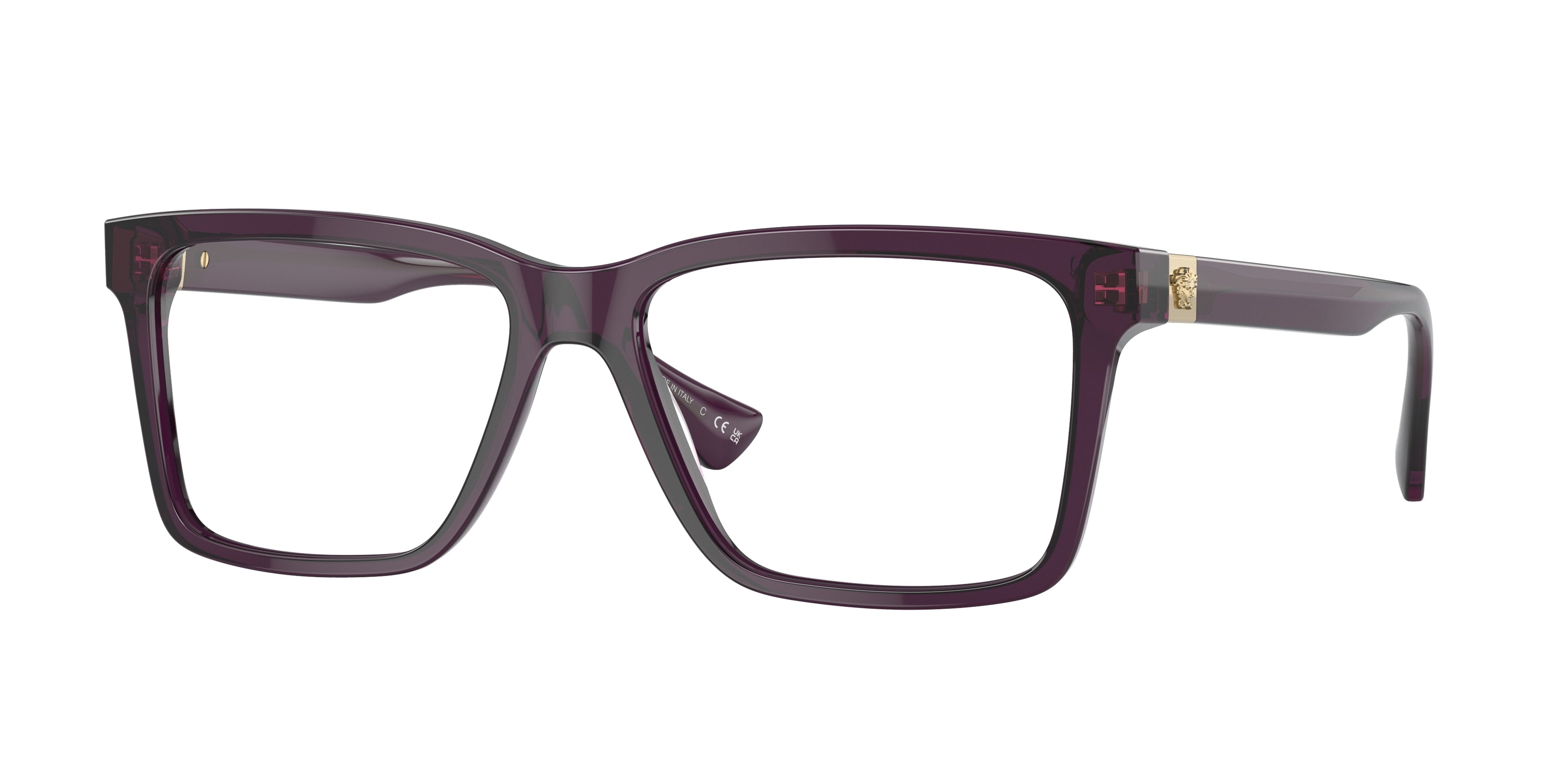 Versace VE3328 Rectangle Eyeglasses  5390-Transparent Plum 56-150-16 - Color Map Violet