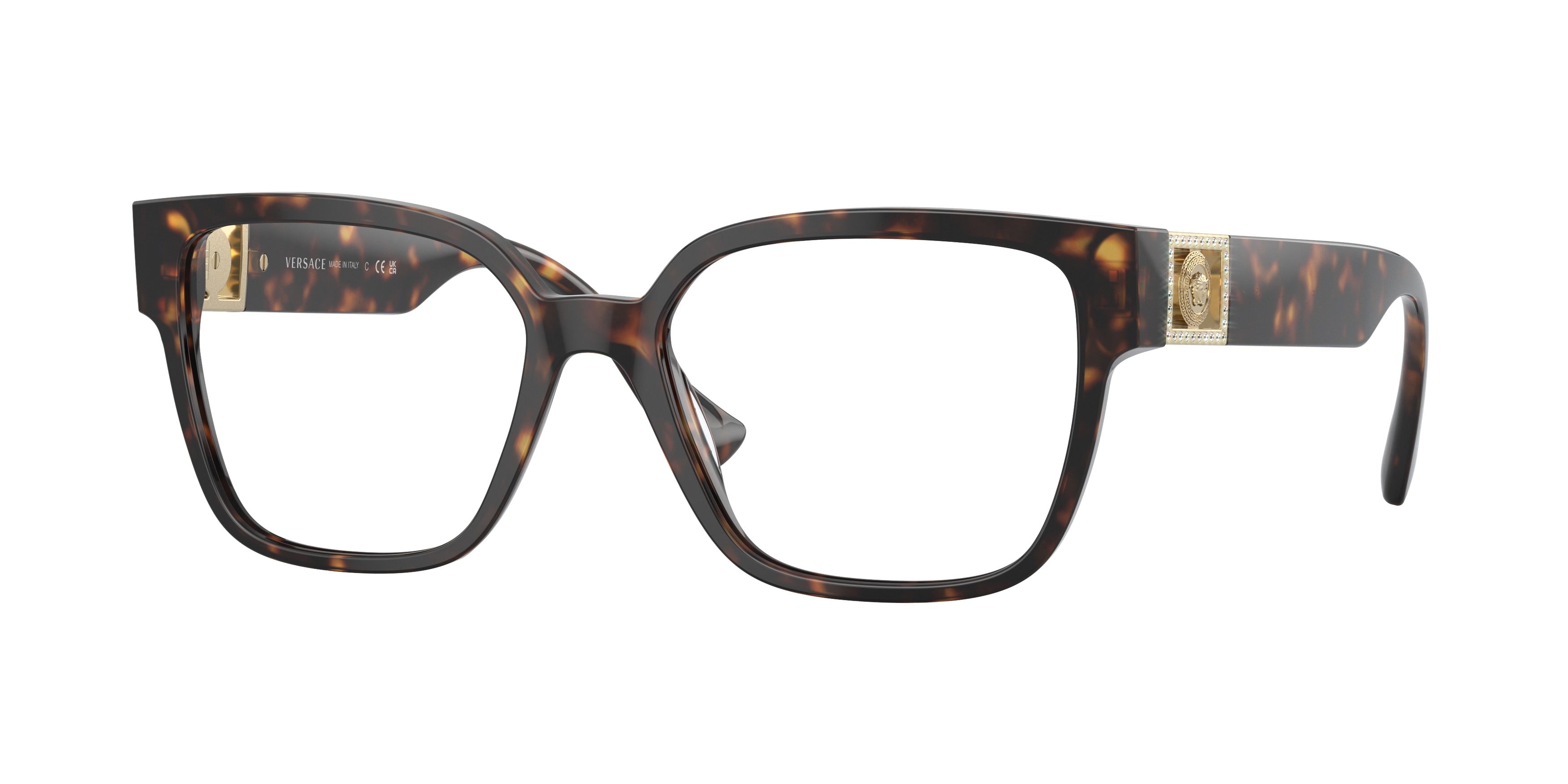 Versace VE3329BF Square Eyeglasses  108-Havana 54-145-17 - Color Map Tortoise