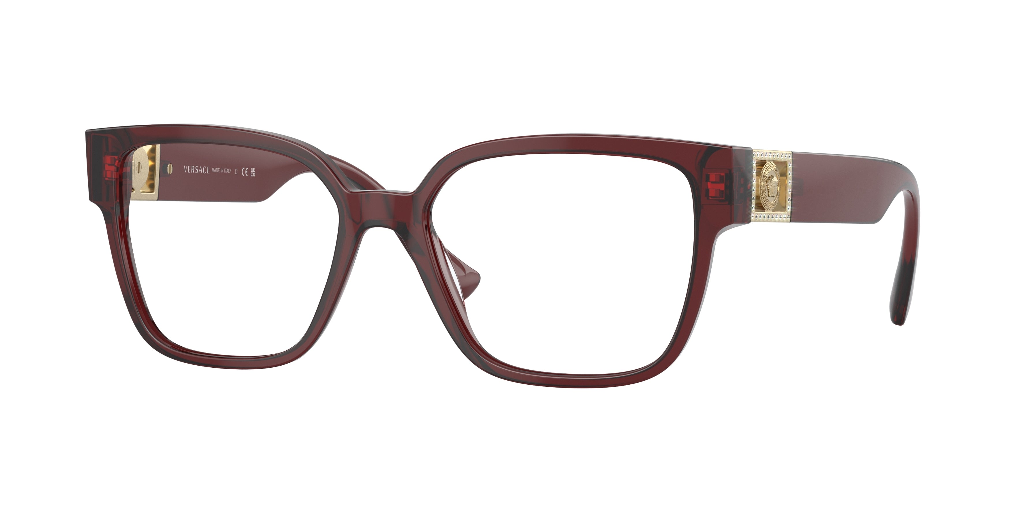 Versace VE3329BF Square Eyeglasses  5385-Transparent Parade Red 54-145-17 - Color Map Red