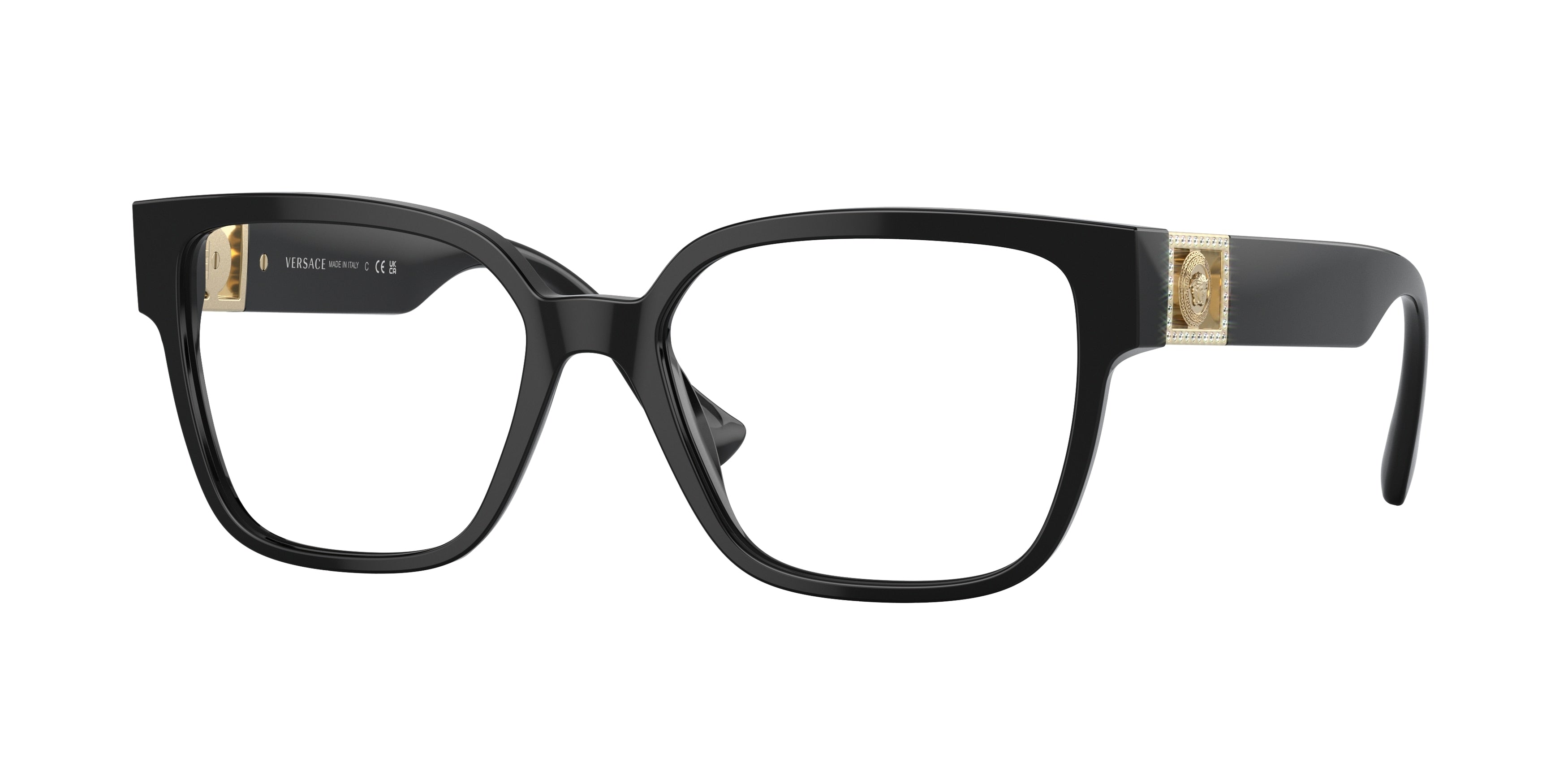 Versace VE3329BF Square Eyeglasses  GB1-Black 54-145-17 - Color Map Black