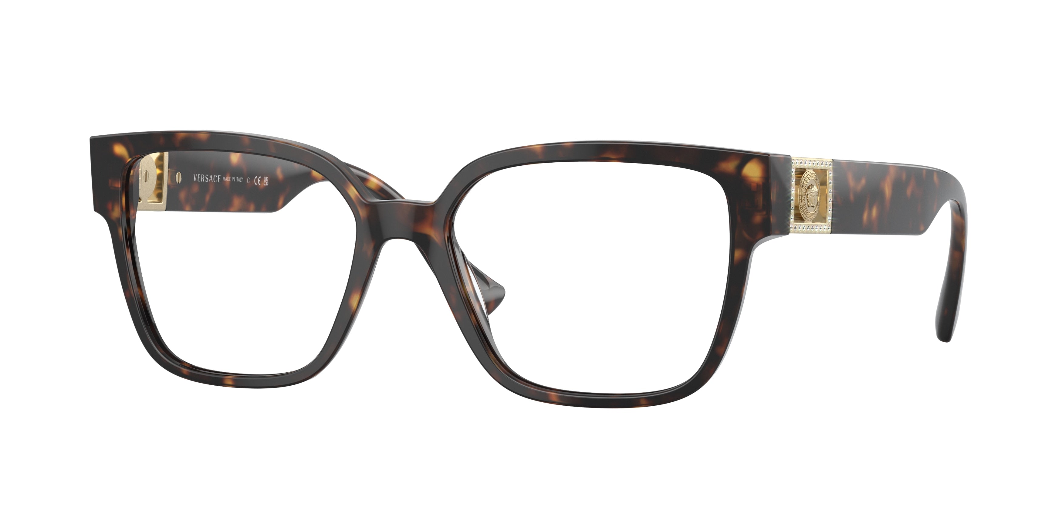 Versace VE3329B Square Eyeglasses  108-Havana 51-145-17 - Color Map Tortoise