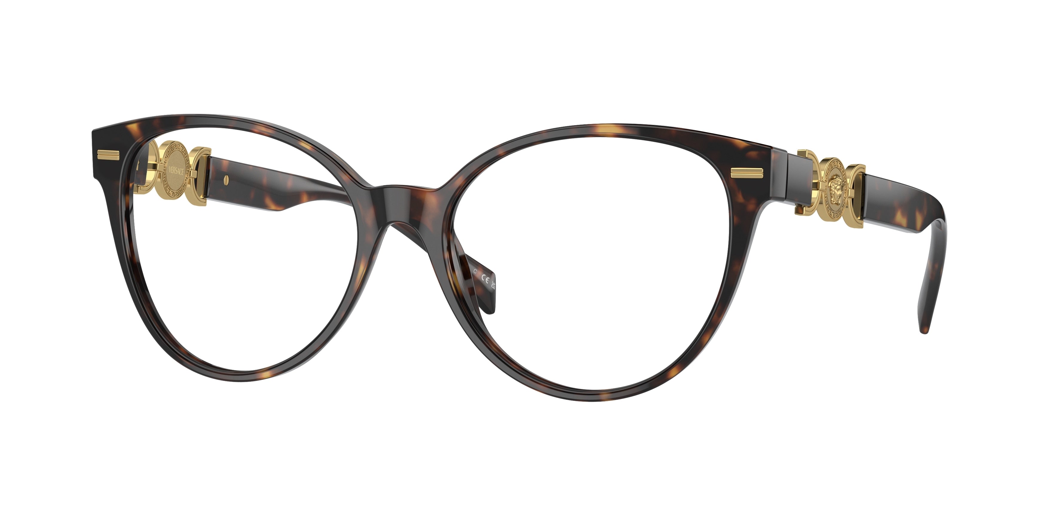 Versace VE3334F Cat Eye Eyeglasses  108-Havana 55-140-17 - Color Map Tortoise