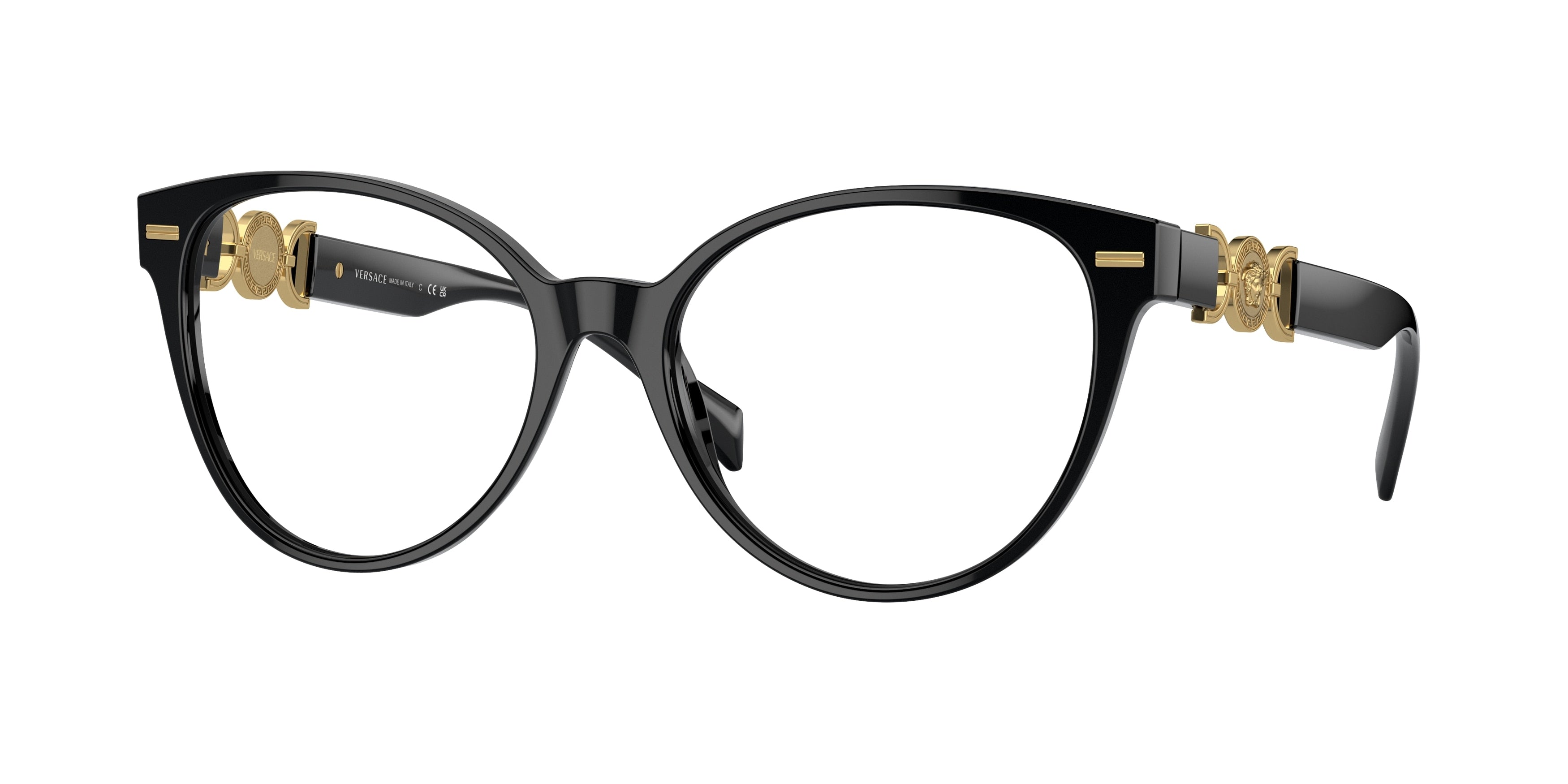Versace VE3334F Cat Eye Eyeglasses  GB1-Black 55-140-17 - Color Map Black