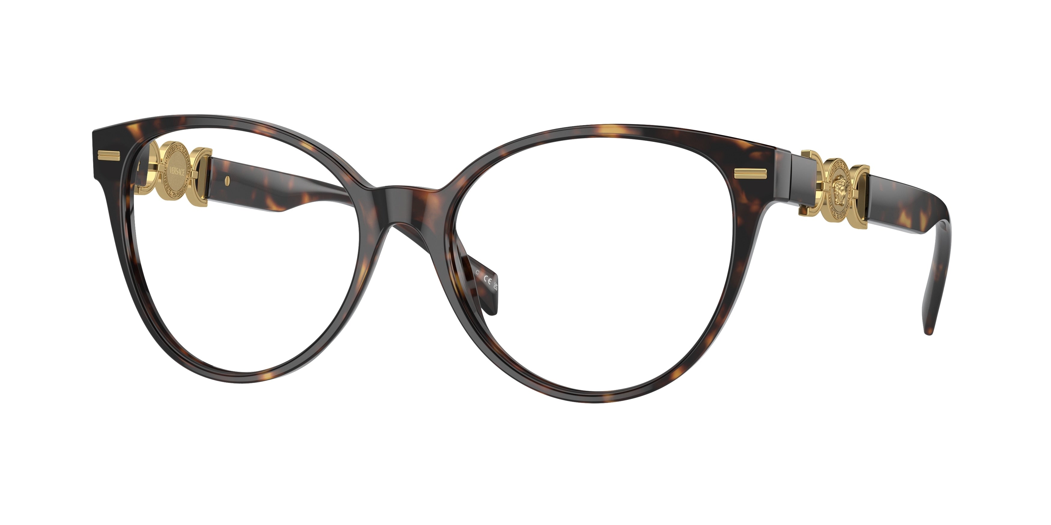 Versace VE3334 Cat Eye Eyeglasses  108-Havana 55-140-17 - Color Map Tortoise