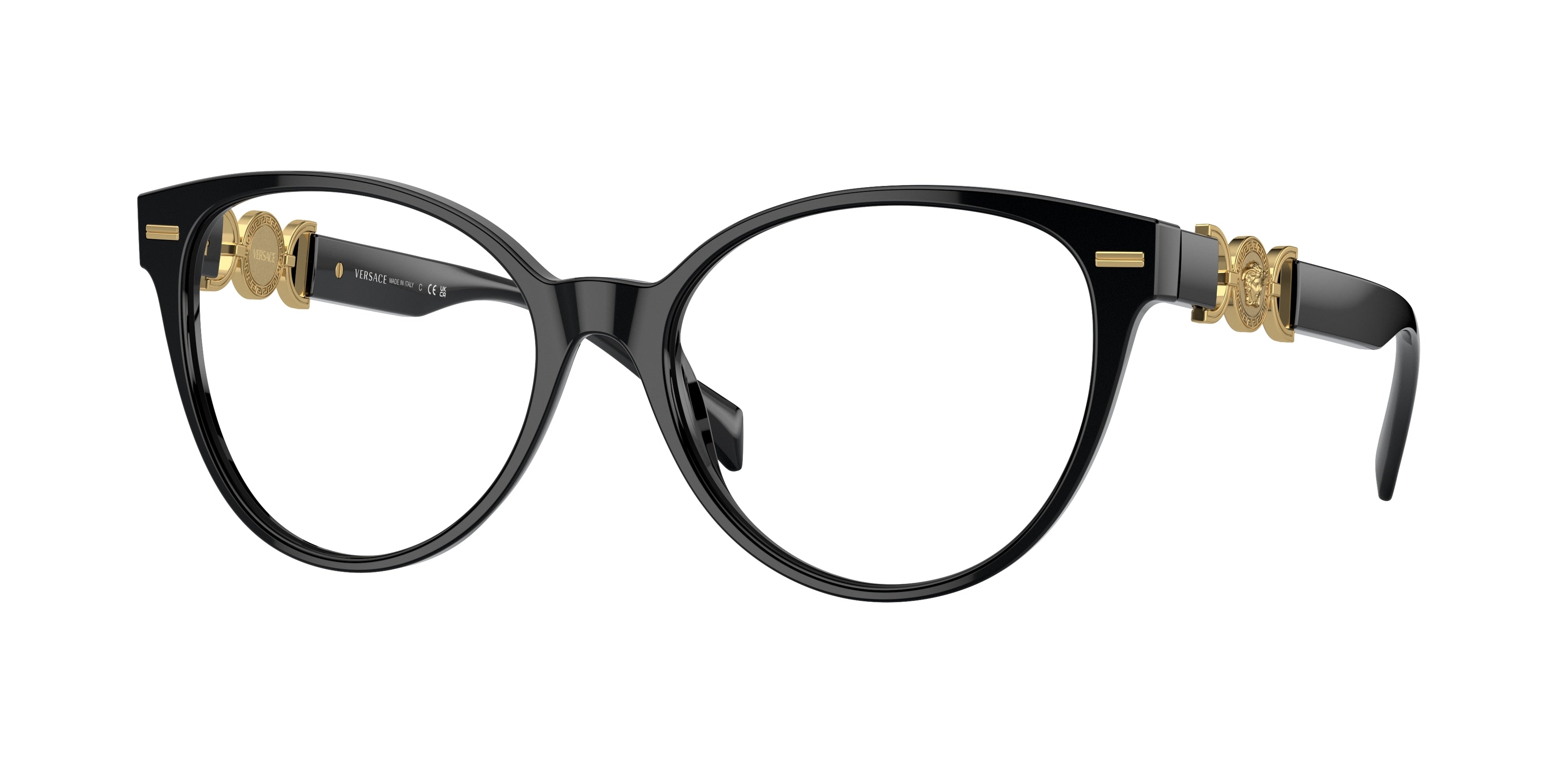 Versace VE3334 Cat Eye Eyeglasses  GB1-Black 55-140-17 - Color Map Black