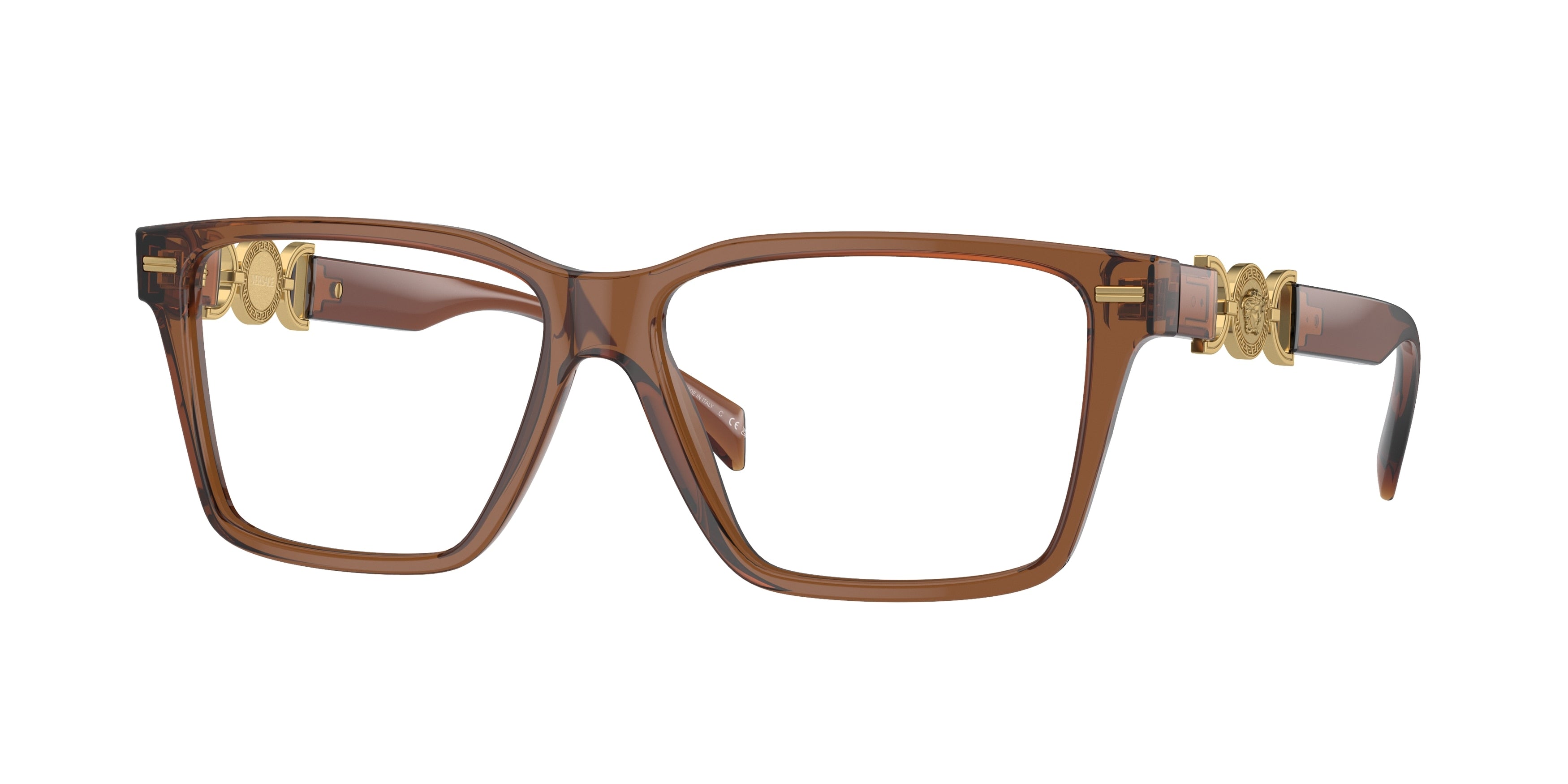 Versace VE3335 Rectangle Eyeglasses  5028-Transparent Brown 56-140-14 - Color Map Brown