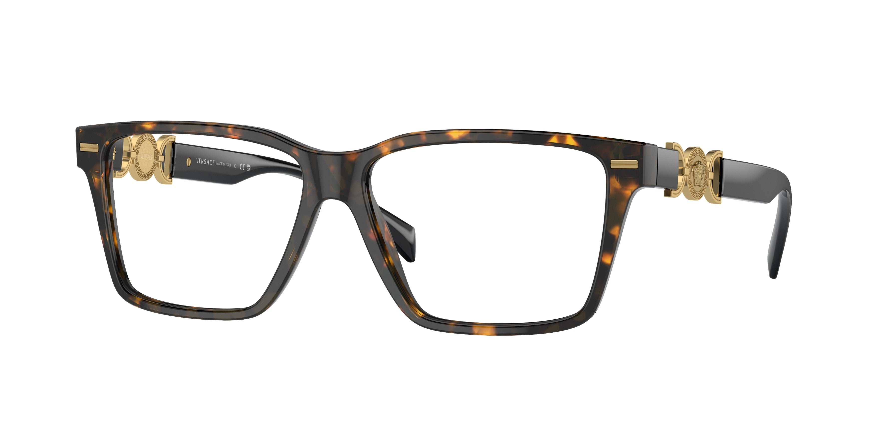 Versace VE3335 Rectangle Eyeglasses  5404-Havana 56-140-14 - Color Map Tortoise