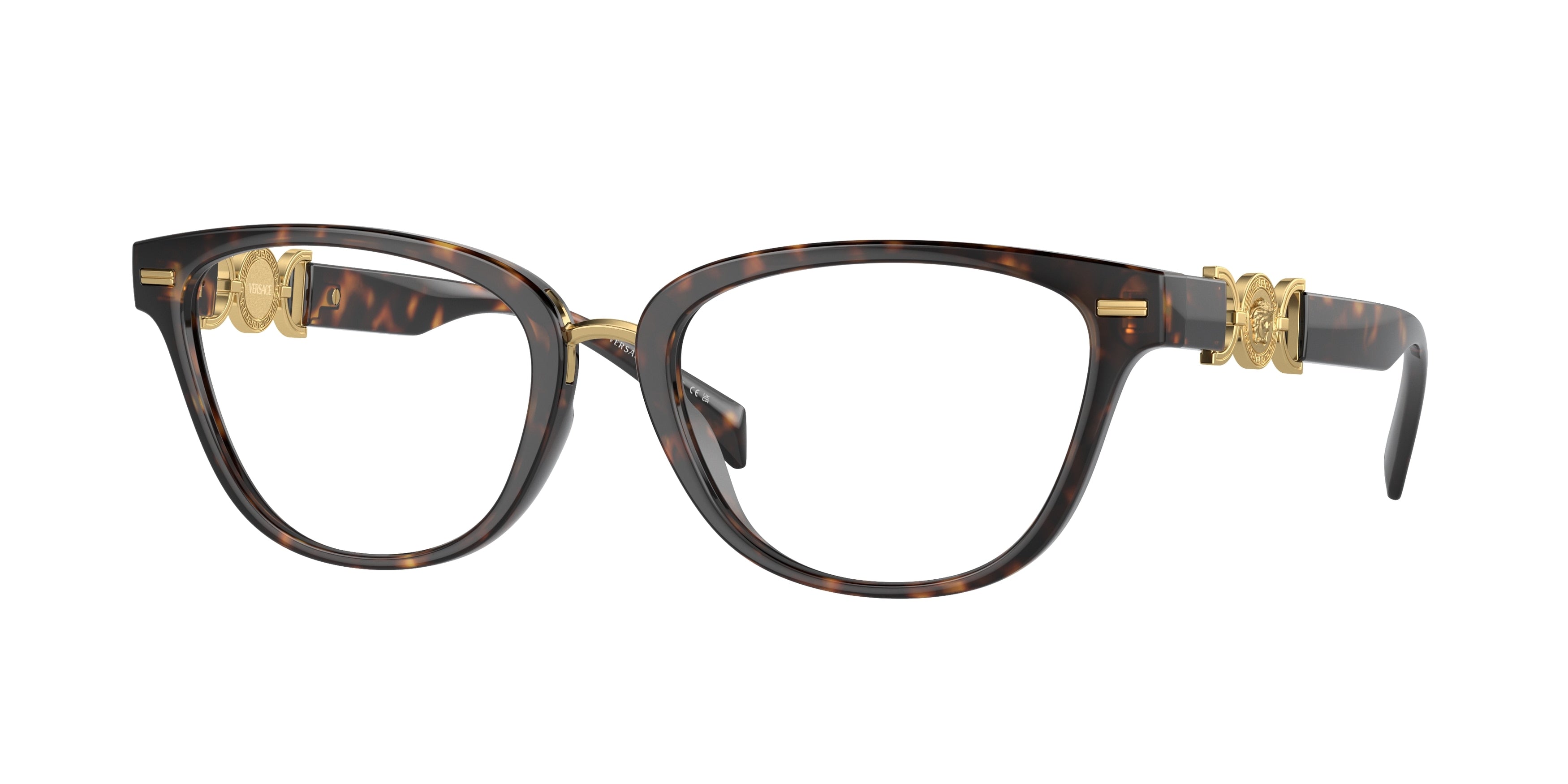 Versace VE3336U Cat Eye Eyeglasses  108-Havana 54-140-18 - Color Map Tortoise